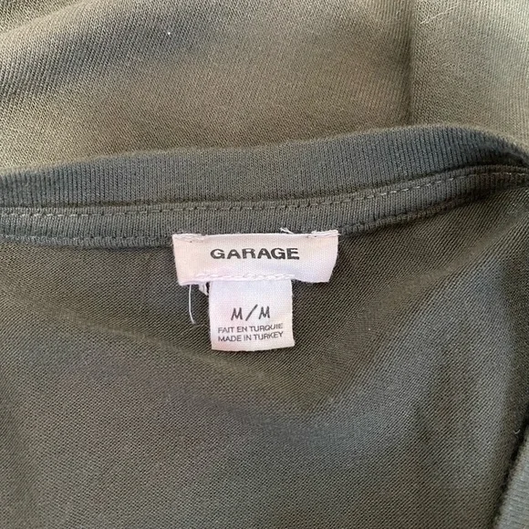Garage Olive Green Cropped Long Sleeve Crew Neck Basic Top Medium Women’s - Picture 9 of 11